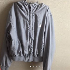 Playboy [medium, grey, cropped zip up jacket]